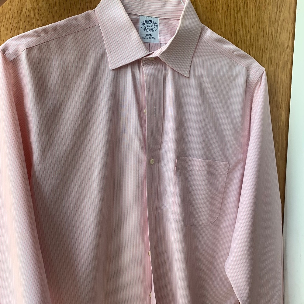Brooks Brothers Pink and White Striped Oxford